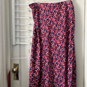 JCrew Gwyneth midi skirt, berry floral, XL